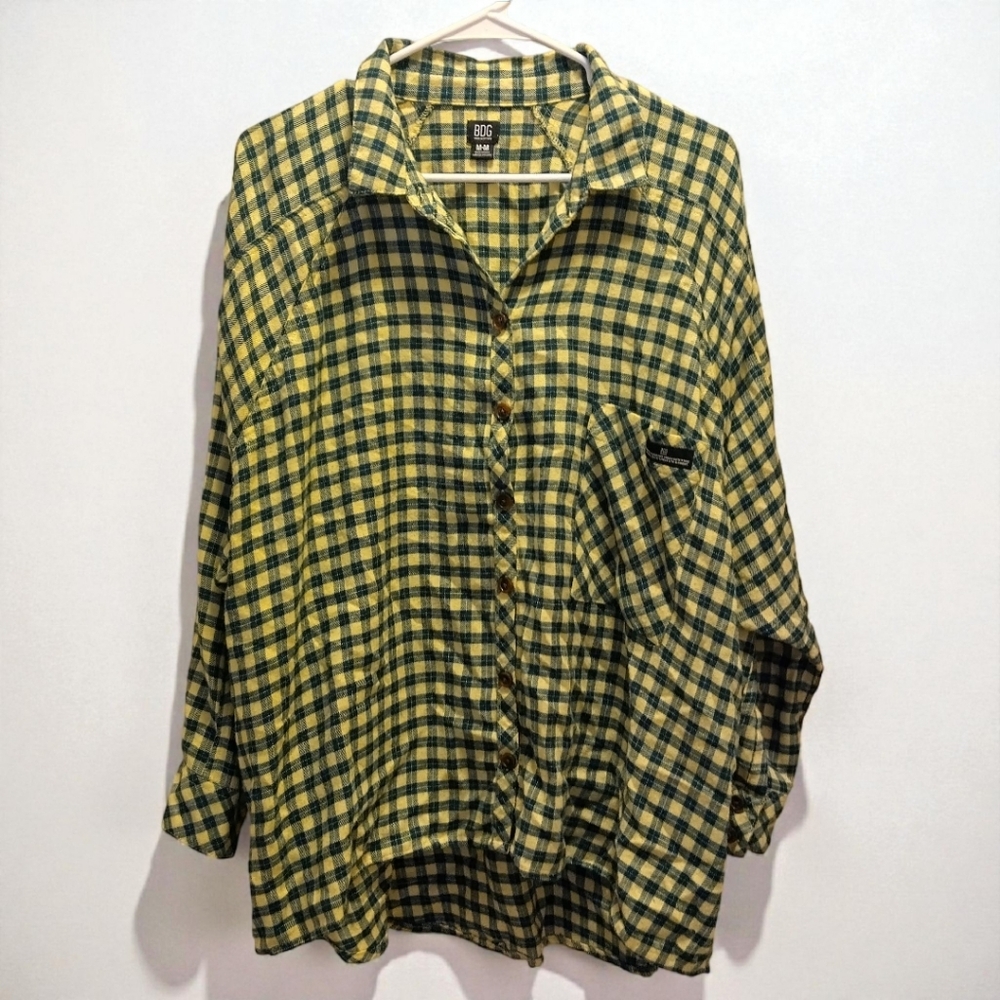 BDG Yellow And Blue Plaid Shirt